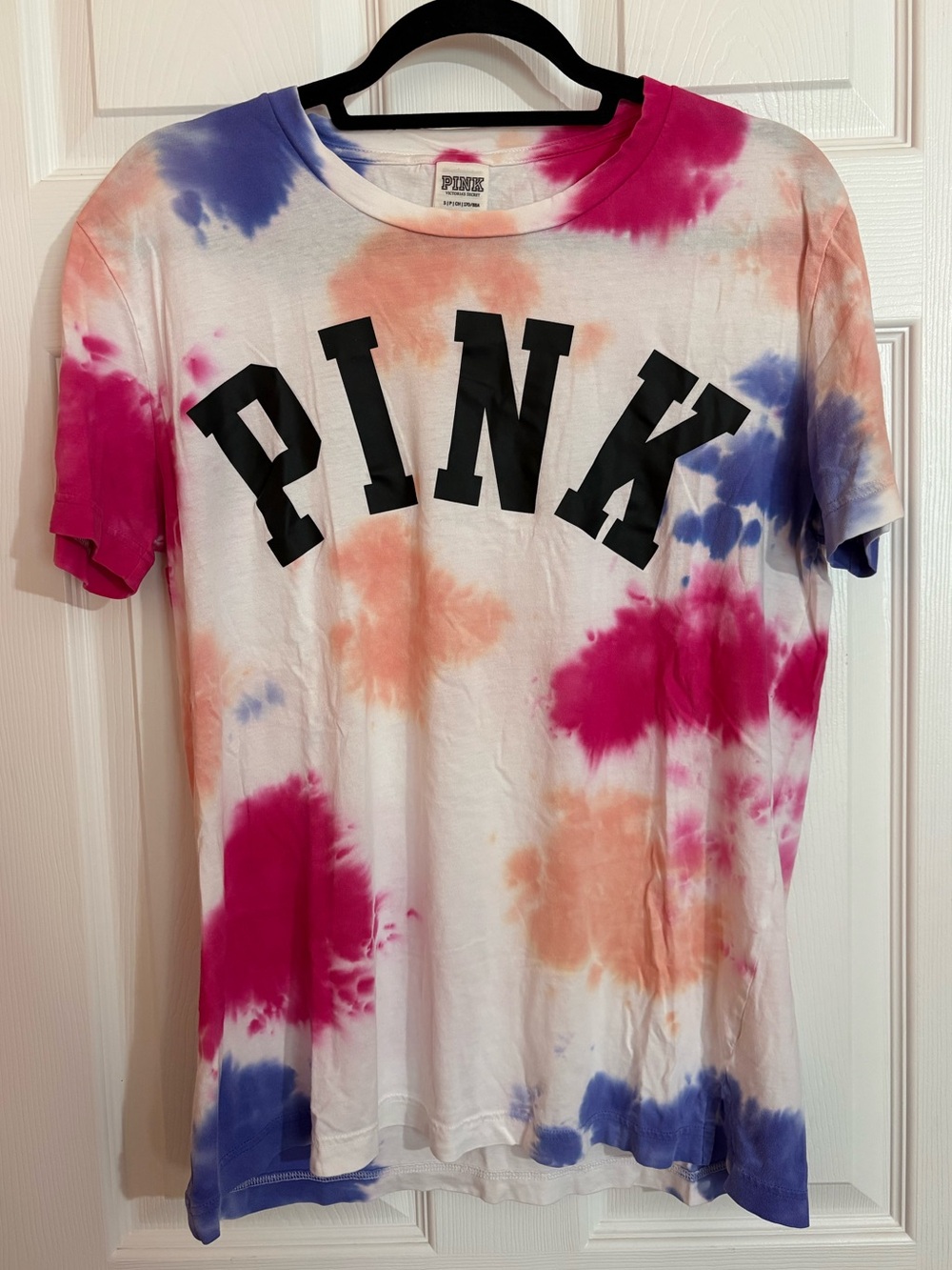 PINK Victoria's Secret Tie-Dye Logo Tee in Pink, Peach & Blue